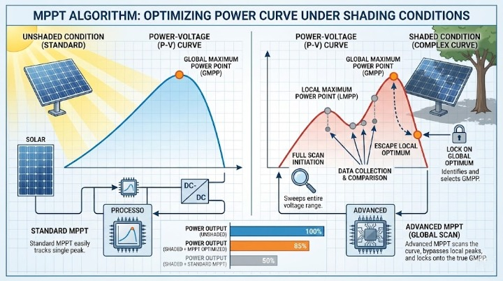 mppt-algorithm-optimizing-power-curve-under-shading-infographic