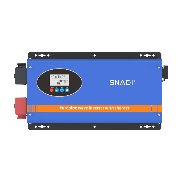 Intelligent Monitoring Solar Inverter | FT Series Control Panel Front view of SNADI FT series inverter showing the user-friendly LCD control panel and pure sine wave charger status indicators.