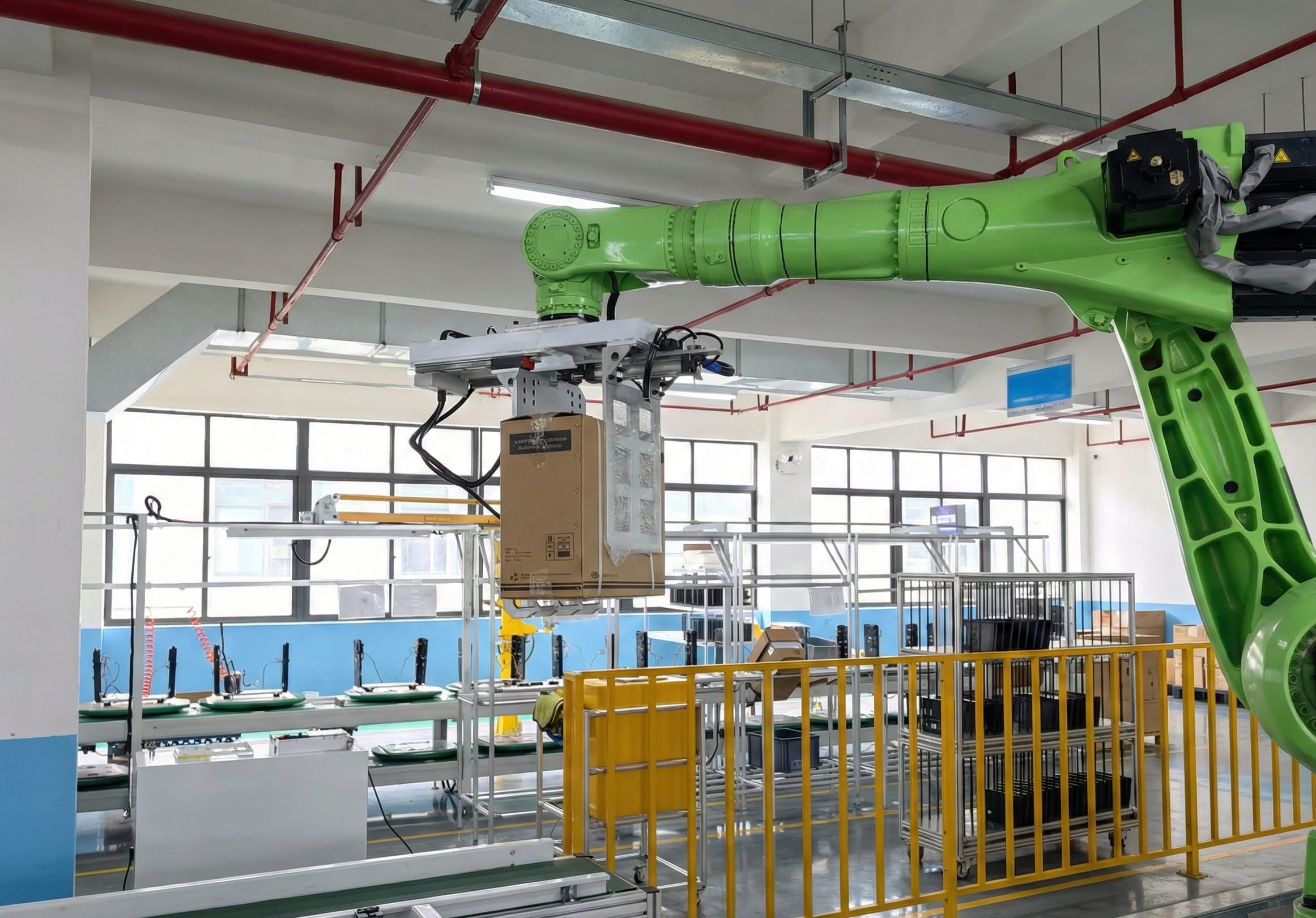 Scalable Manufacturing Excellence | SNADI Solar Robotic arm on SNADI's automated production line for high-efficiency solar inverter manufacturing.