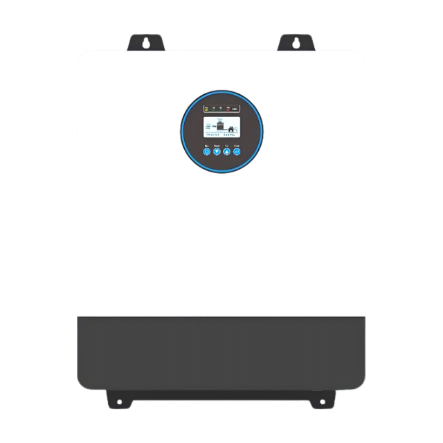 NKF Bidirectional Inverter Controller | 3KW-10KW Dual MCU Control Front view of the wall-mounted NKF series bidirectional inverter controller featuring a circular LCD display with a blue ring and four-button navigation interface.
