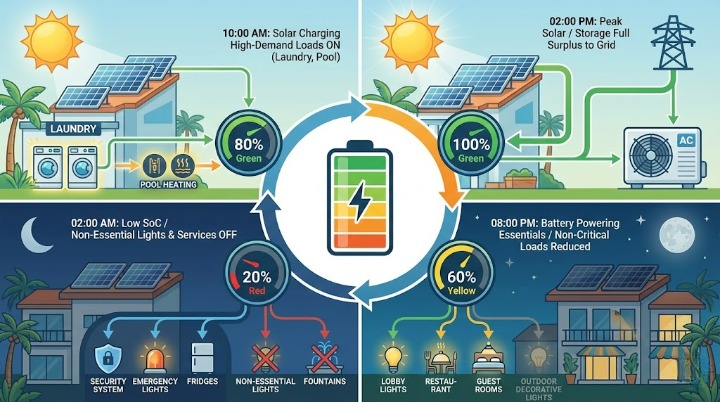 24-hour-solar-energy-cycle-resort-power-diversion