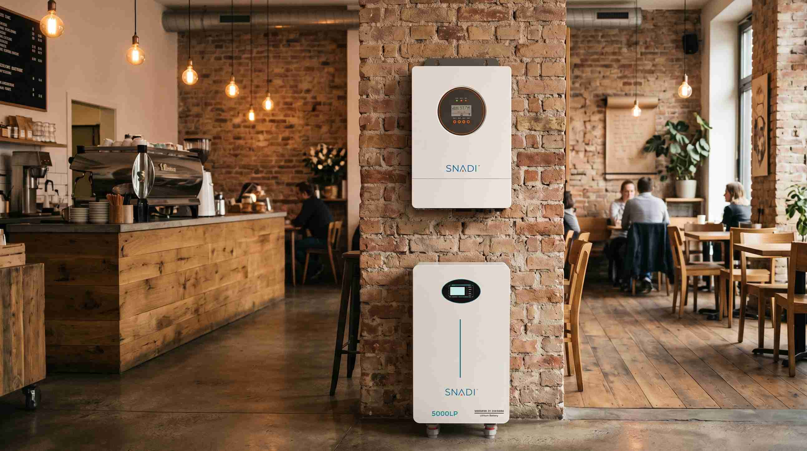 SNADI 5000LE Hybrid Commercial Storage Battery System in a Retail Store snadi-10kw-32kwh-commercial-coffee-shop-solar-storage-system-usa