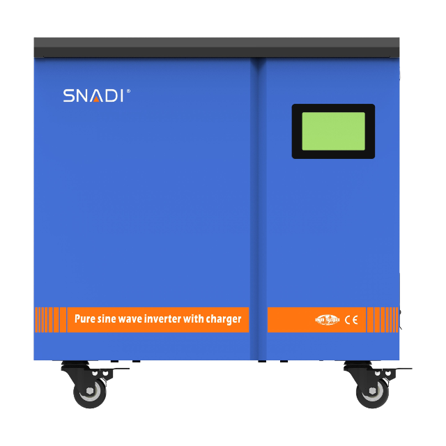 SNADI SN Series 5KW-20KW IGBT Low Frequency Inverter Front view of SNADI SN series low frequency inverter featuring IGBT technology and a large intelligent LCD monitoring screen.