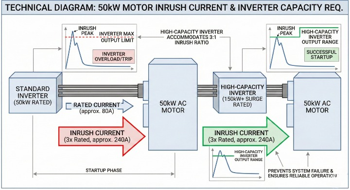 motor-inrush-current-vs-inverter-capacity-technical-diagram