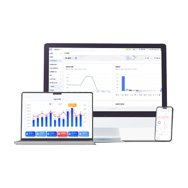 Smart Solar Remote Monitoring & Intelligent Control System Smart solar energy remote monitoring system displaying data analytics dashboards on a desktop, laptop, and smartphone.