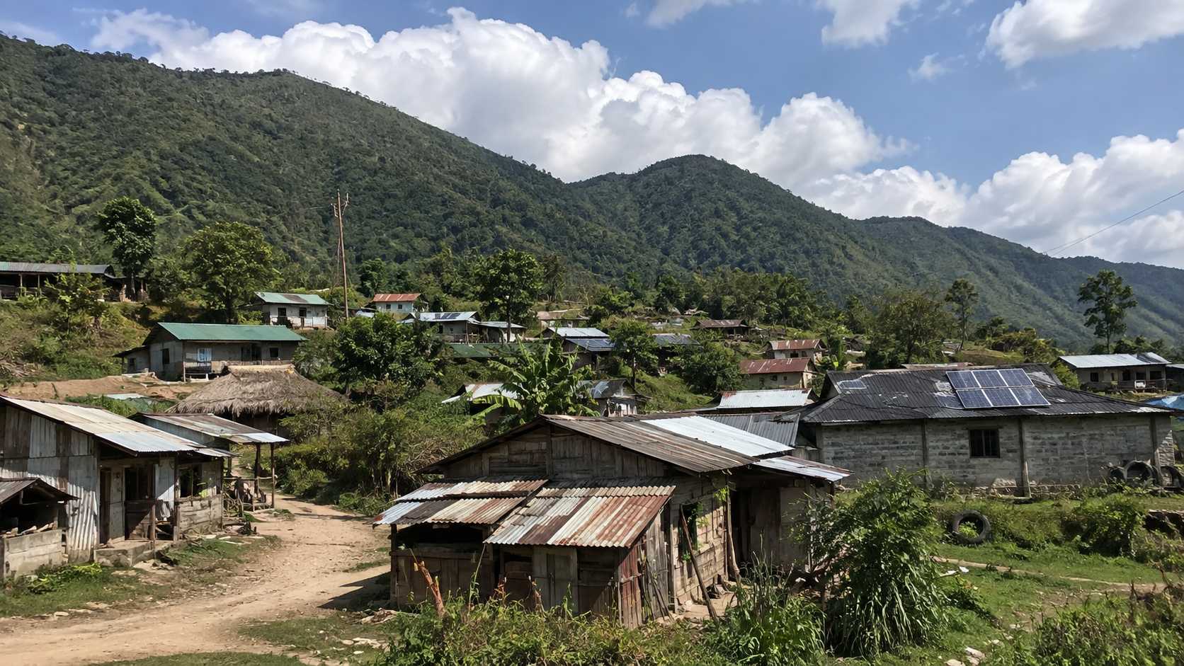 Off Grid Solar System for Remote Communities | SNADI/SNAT Solar Off grid solar system application for remote communities in a rural mountain village