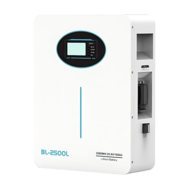 SNADI BL-2500L vertical-type LiFePO4 lithium battery with 100Ah capacity, smart BMS, and real-time LCD status display.
