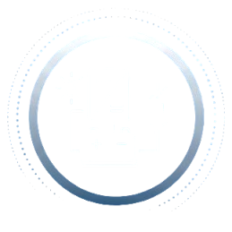 Minimalist off-grid solar storage logo depicting solar panels and independent power icons surrounded by decorative gradient circles.