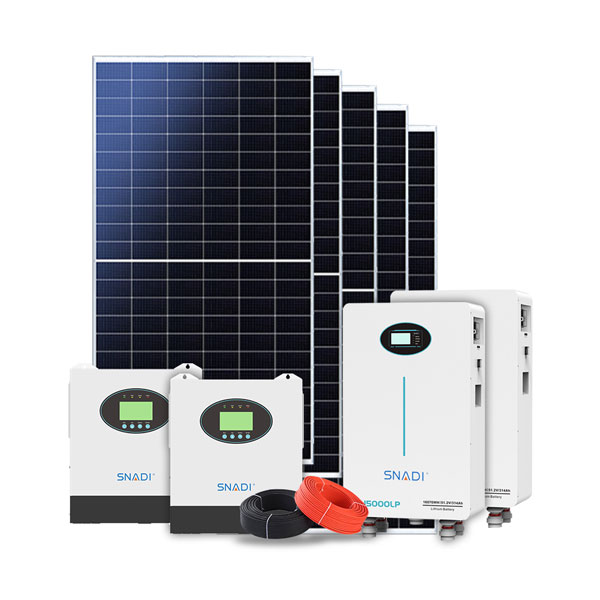 SNADI 15KW 45KWH home solar power system with NKH hybrid inverters and BL series LiFePO4 lithium battery energy storage kit.