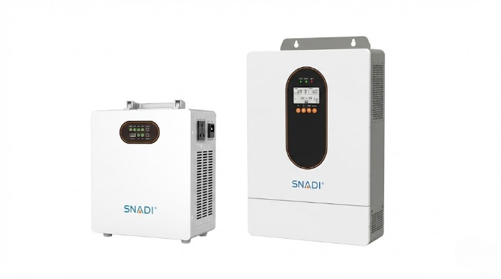 SNADI solar power solutions: A portable power station unit alongside a 3.6KW wall-mounted hybrid sol