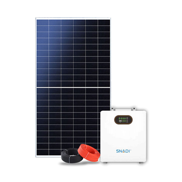 SNADI 1KW home solar power system kit with monocrystalline solar panel, energy storage battery unit, and PV DC cables.