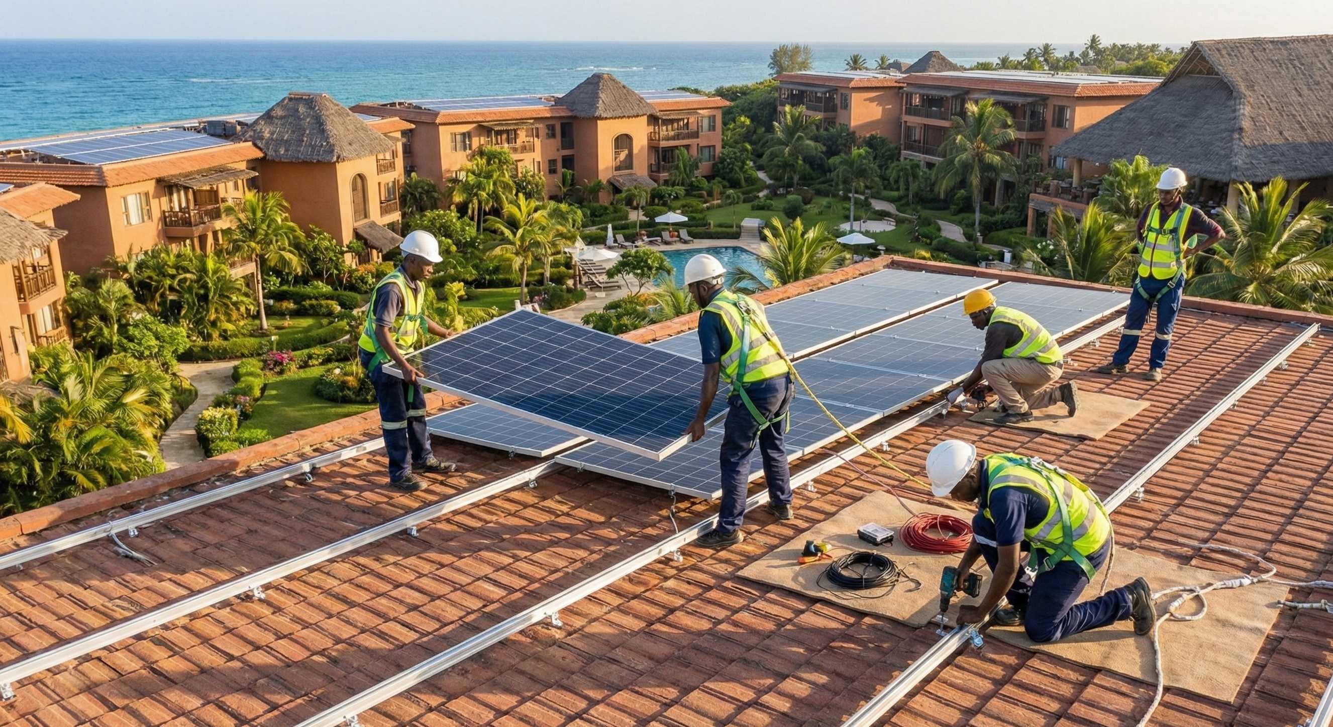 .2MWh containerized lithium battery energy storage system (BESS) installed indoors for hotel backup power.