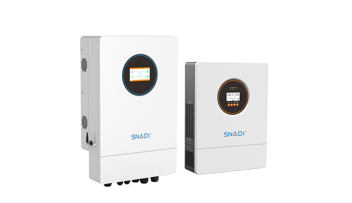 SNADI wall-mounted hybrid and off-grid solar inverters featuring pure sine wave output and IP65.