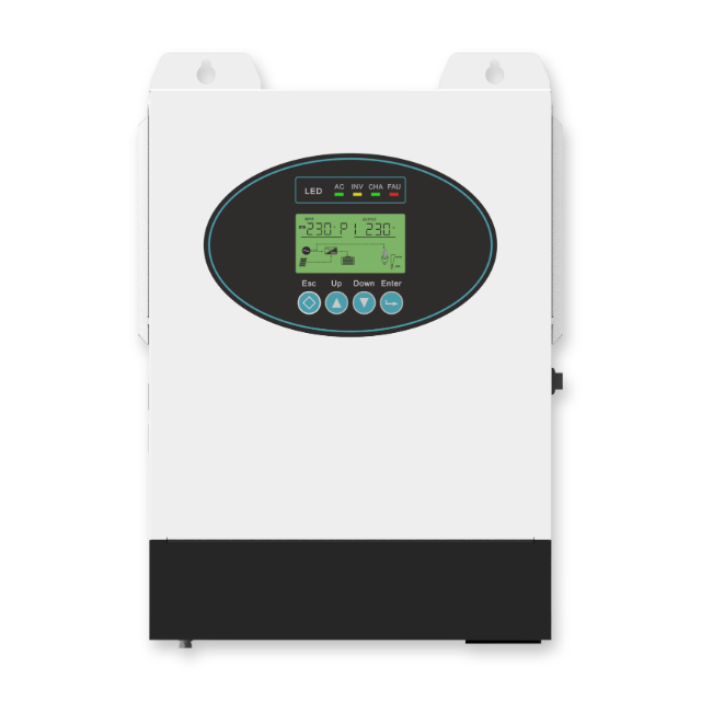 SNADI NKH-1200 1.2KW Off-grid Hybrid Solar Inverter with LCD display and built-in MPPT controller.