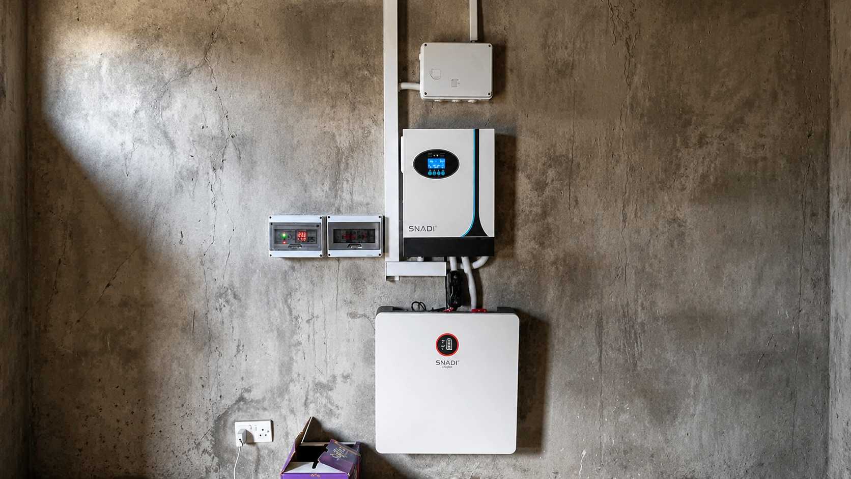 SNADI hybrid solar inverter and lithium battery storage system installed for residential off-grid po