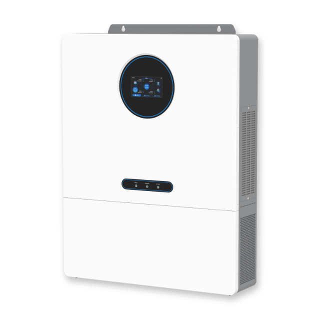 Side perspective of SNADI 12kW hybrid inverter highlighting its 1-6 unit parallel capability for scalable residential solar power