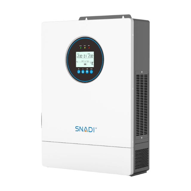 Side perspective of SNADI AS-IP54 6.5kW hybrid solar inverter with 120VAC output specifically for the USA market.