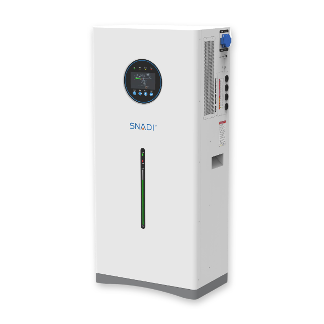 Front-right perspective of slim SNAT Solar NLB 6kW integrated home energy storage unit showing side connectors, ventilation grille and control display.