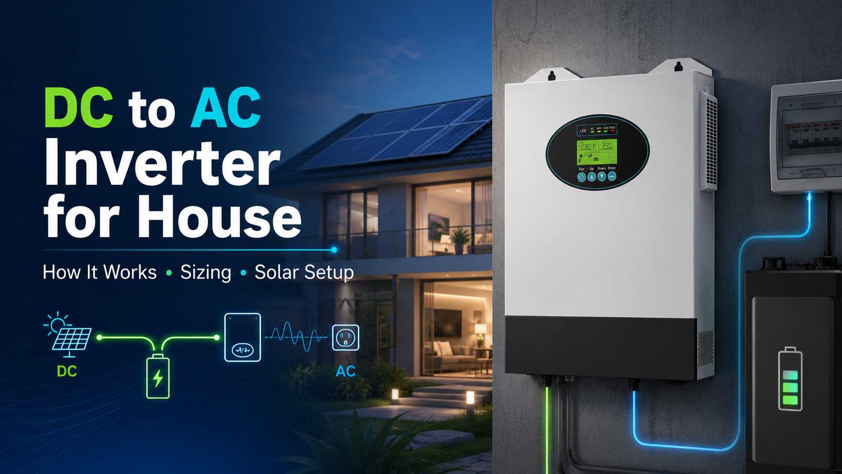 How To Choose A DC To AC Inverter for Your House: Size, Battery & Solar Setup